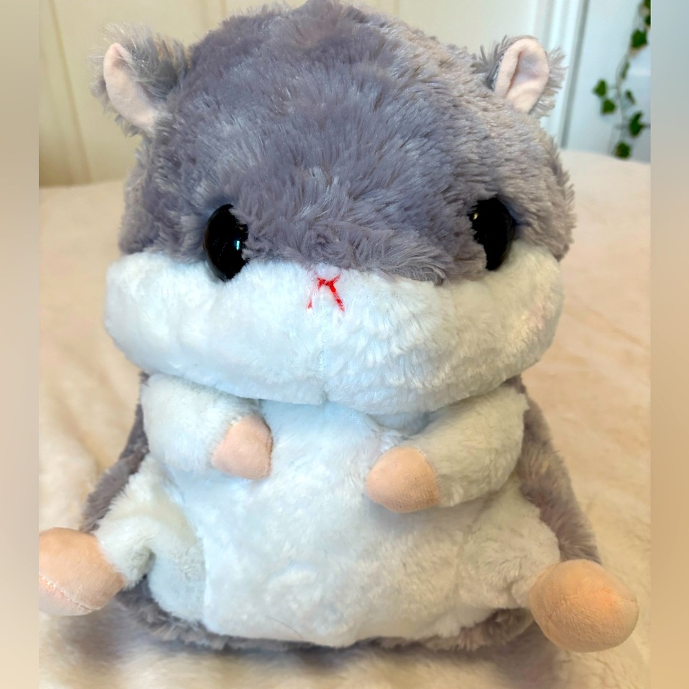 Hamster Gray and White Plush Hamster Toy Stuffy Stuffed Animal